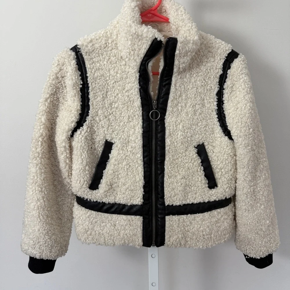 Design History Girl's Faux Sherpa Leather‎ Trim Jacket Large